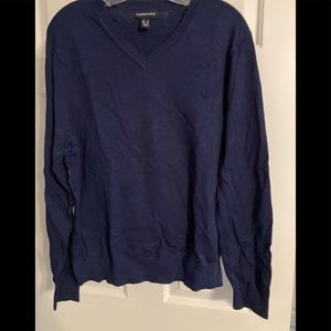 Men’s Navy Blue Lands End  V Neck Sweater
